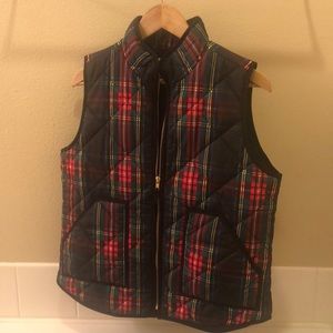J Crew Tartan plaid puffer vest- medium